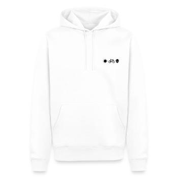 Sonne, Fahrrad, Bier / Hopfen - Männer Premium Bio Hoodie - Weiß - Vorne - Nico (187cm)