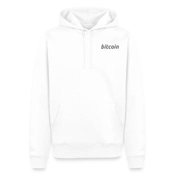 Lettrage cryptographique Bitcoin BTC - Sweat à capuche Premium bio Homme - blanc - Devant - Nico (187cm)