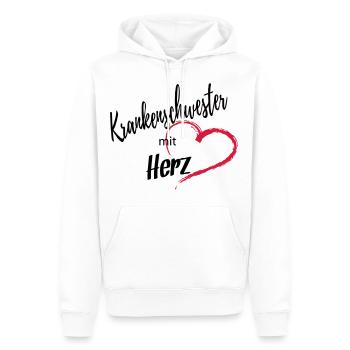Krankenschwester mit Herz 2c - Men’s Premium Organic Hoodie - white - Front - Nico (187cm)