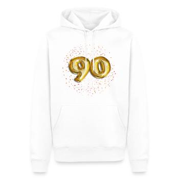 90 anniversaire de feuilles de ballon avec confettis - Sweat à capuche Premium bio Homme - blanc - Devant - Nico (187cm)