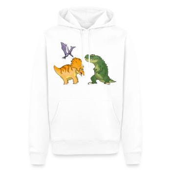 dinosaures drôles - Sweat à capuche Premium bio Homme - blanc - Devant - Nico (187cm)