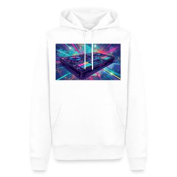J’adore la musique - Sweat à capuche Premium bio Homme - blanc - Devant - Nico (187cm)