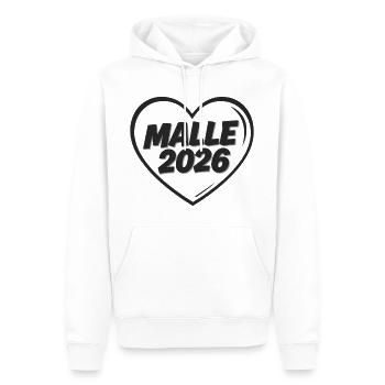 MALLE 2026 Fête en plein cœur - Sweat à capuche Premium bio Homme - blanc - Devant - Nico (187cm)