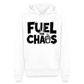 Fuel the Chaos Coffee Saying for Rebels - Men’s Premium Organic Hoodie - white - Front - Nico (187cm)