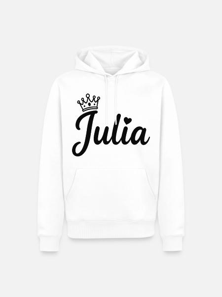 Juliet Name Crown Heart Calligraphy Personalized - Men’s Premium Organic Hoodie - white