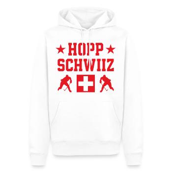 Hopp Schwiiz Eishockey Nationalstolz Fans - Männer Premium Bio Hoodie - Weiß - Vorne - Nico (187cm)