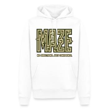 LABYRINTHE – Pas de direction, juste confiance - Sweat à capuche Premium bio Homme - blanc - Devant - Nico (187cm)