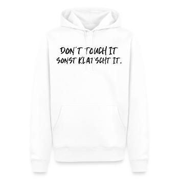 don t touch it klatscht Spruch Englisch lustig - Männer Premium Bio Hoodie - Weiß - Vorne - Nico (187cm)