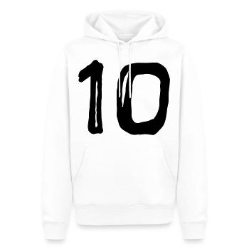 Trikotnummer - Zehn - Männer Premium Bio Hoodie - Weiß - Vorne - Nico (187cm)