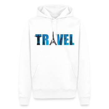 voyage, voyage, Tour Eiffel, - Sweat à capuche Premium bio Homme - blanc - Devant - Nico (187cm)
