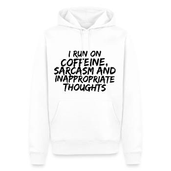 COFFEINE SARCASM - Männer Premium Bio Hoodie - Weiß - Vorne - Nico (187cm)