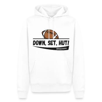 Football américain - Down, Set, Hut! - Sweat à capuche Premium bio Homme - blanc - Devant - Nico (187cm)