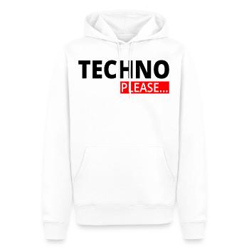 Techno - Musique techno - Rave - Festival - Please - Sweat à capuche Premium bio Homme - blanc - Devant - Nico (187cm)
