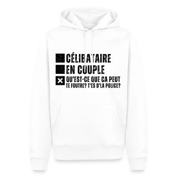 Célibataire en couple humour phrase drôle cadeau - Sweat à capuche Premium bio Homme - blanc - Devant - Nico (187cm)