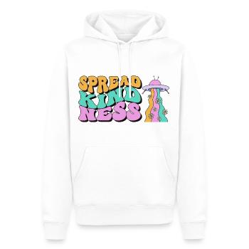 Spread Kindness Script with Colorful UFO Rainbow - Men’s Premium Organic Hoodie - white - Front - Nico (187cm)