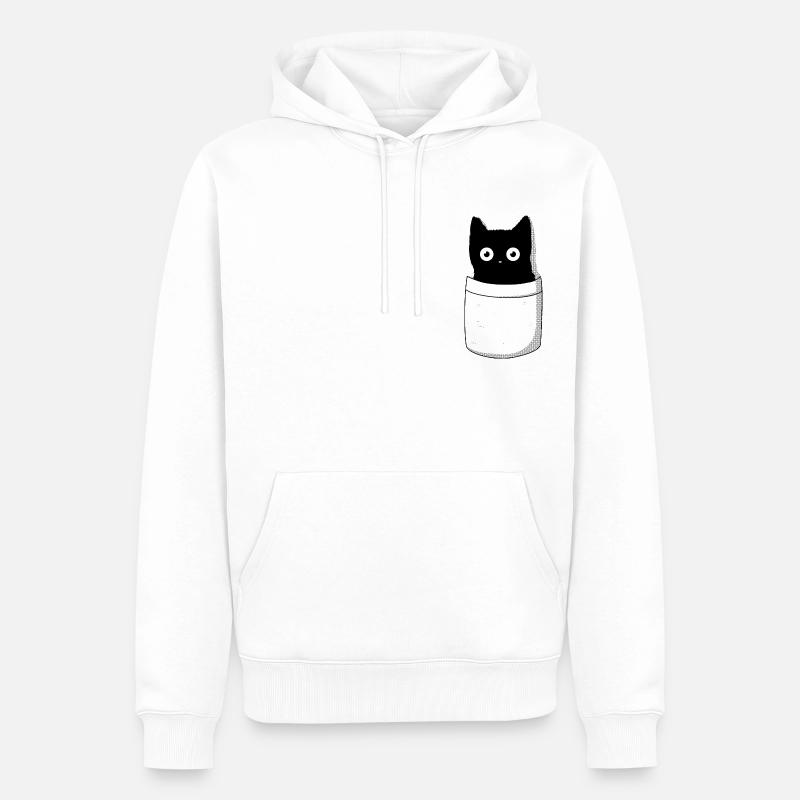 Cat pocket - Sweat à capuche Premium bio Homme - blanc
