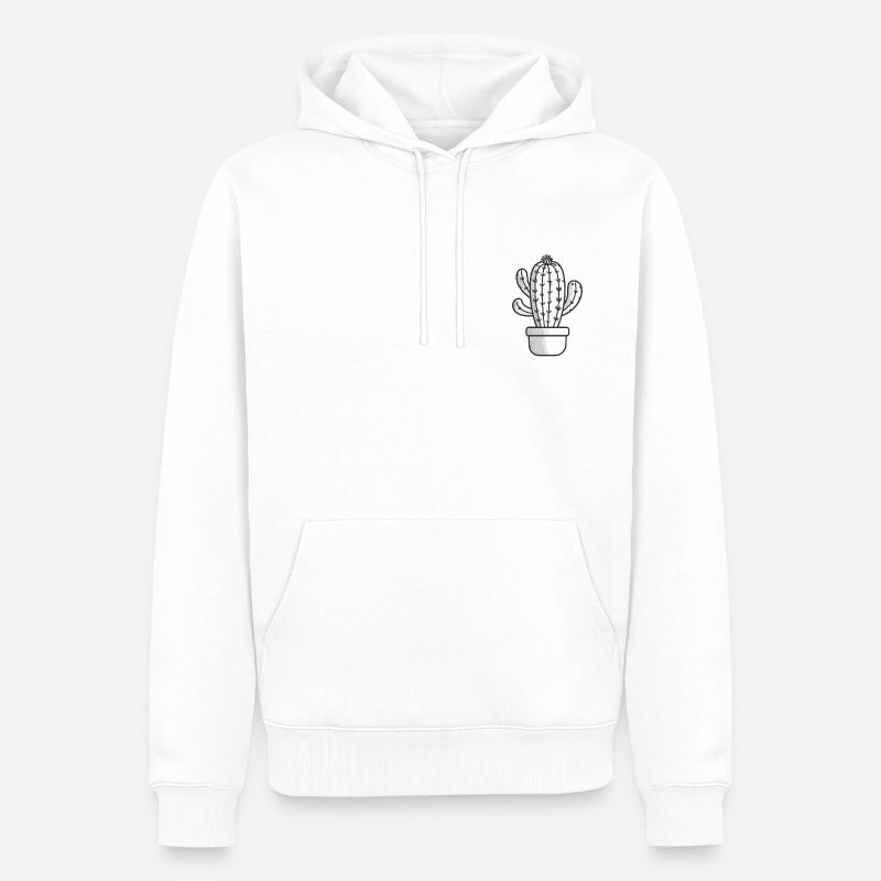 Dessin de cactus - Sweat à capuche Premium bio Homme - blanc