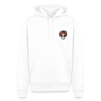 calaveras with flowers - Sweat à capuche Premium bio Homme - blanc - Devant - Nico (187cm)