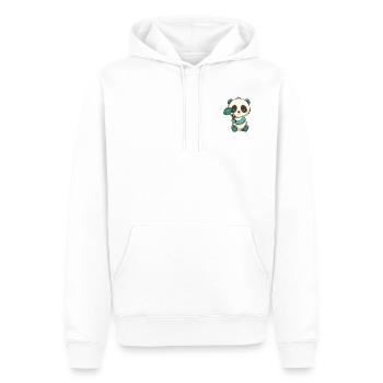 Panda à la fleur - Sweat à capuche Premium bio Homme - blanc - Devant - Nico (187cm)