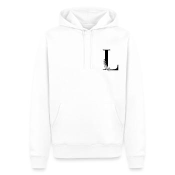 Buchstabe L - Männer Premium Bio Hoodie - Weiß - Vorne - Nico (187cm)