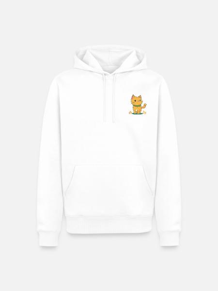 Chat avec écharpe - Sweat à capuche Premium bio Homme - blanc