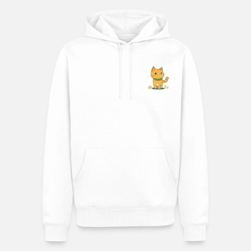 Chat avec écharpe - Sweat à capuche Premium bio Homme - blanc