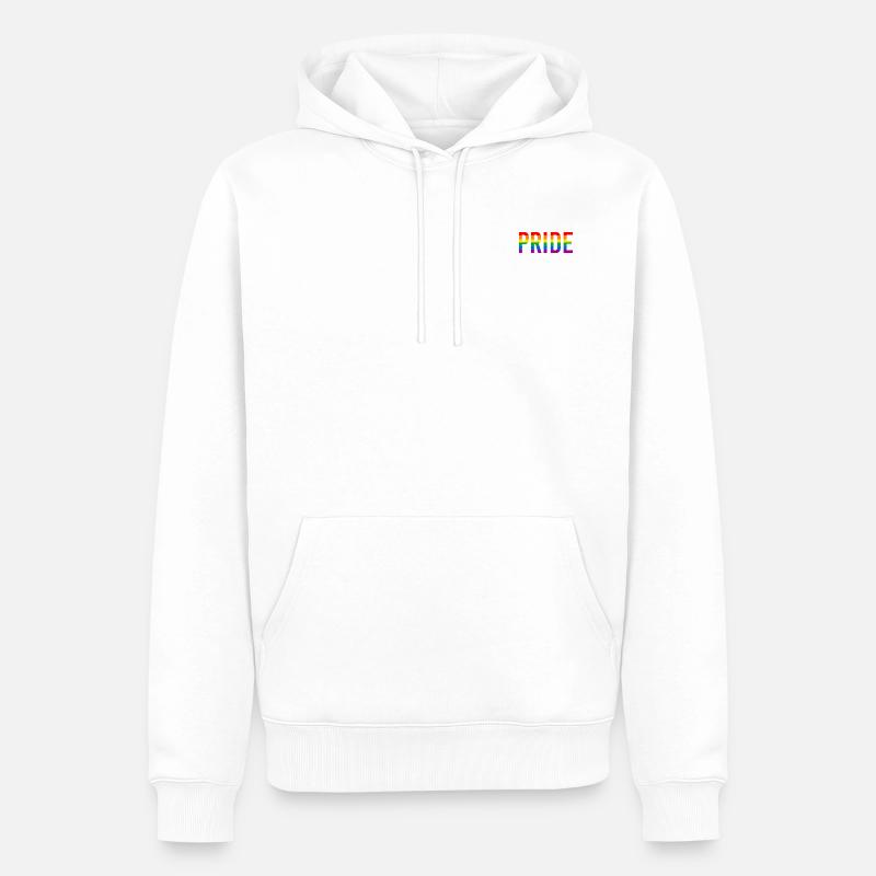 Fierté: drapeau LGBTQ + - Sweat à capuche Premium bio Homme - blanc