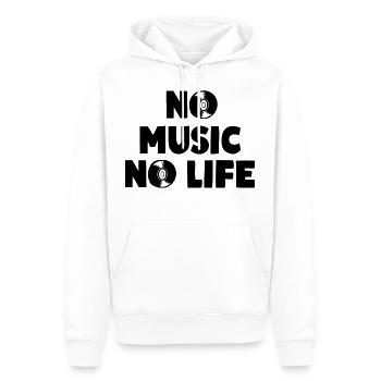 NO MUSIC NO LIFE Musikliebhaber Motto - Männer Premium Bio Hoodie - Weiß - Vorne - Nico (187cm)