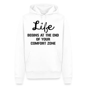 Life Begins At The End Of Your Comfort Zone 3 - Sweat à capuche Premium bio Homme - blanc - Devant - Nico (187cm)