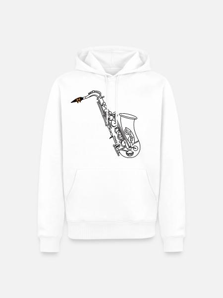 Saxophone Drawing - Men’s Premium Organic Hoodie - white