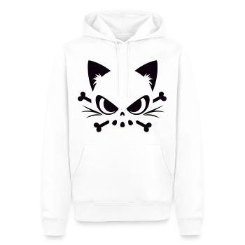 Katzen Totenkopf | Minimal Skull & Bones Motiv - Männer Premium Bio Hoodie - Weiß - Vorne - Nico (187cm)