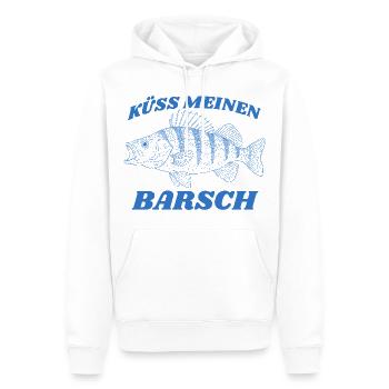 Küss meinen Barsch Vintage Retro lustiger Angler - Männer Premium Bio Hoodie - Weiß - Vorne - Nico (187cm)