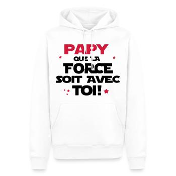 papy que la force soit avec toi - Sweat à capuche Premium bio Homme - blanc - Devant - Nico (187cm)