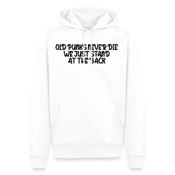 Old Punks Never Die, We Just Stand At The Back 2 - Männer Premium Bio Hoodie - Weiß - Vorne - Nico (187cm)