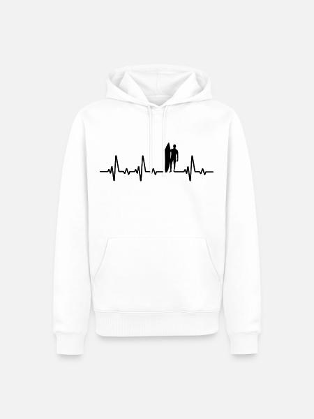 Surf Herzschlag Surfen Surfer - Männer Premium Bio Hoodie - Weiß