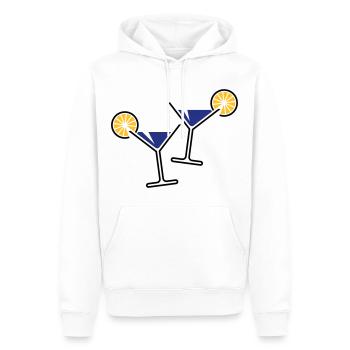 2 verres à cocktail / cocktail / martini + (bleu) - Sweat à capuche Premium bio Homme - blanc - Devant - Nico (187cm)