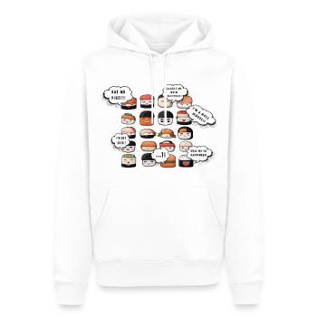 Lebendige Sushi-Gesichter: Verspieltes Design mit - Männer Premium Bio Hoodie - Weiß - Vorne - Nico (187cm)