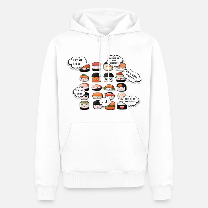 Lebendige Sushi-Gesichter: Verspieltes Design mit - Männer Premium Bio Hoodie - Weiß