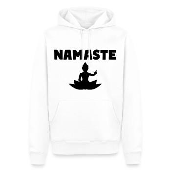 NAMASTE Doigt d’honneur Bouddha Yoga Humour - Sweat à capuche Premium bio Homme - blanc - Devant - Nico (187cm)