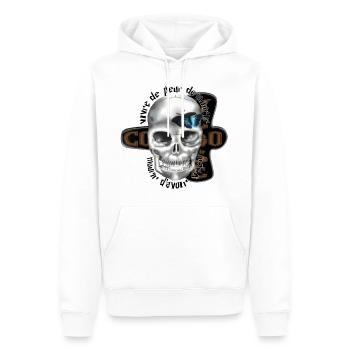 skull butterfly blue controversy - Men’s Premium Organic Hoodie - white - Front - Nico (187cm)