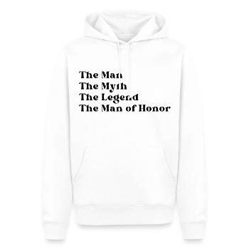 L’homme Le mythe La légende L’homme d’honneur - Sweat à capuche Premium bio Homme - blanc - Devant - Nico (187cm)