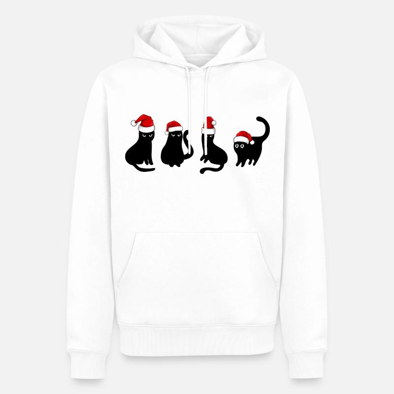 Chat noir à Noël - Sweat à capuche Premium bio Homme - blanc
