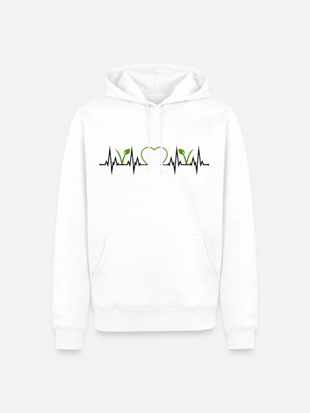Vegan Vegetarisch Herzschlag Herz EKG Veganer - Männer Premium Bio Hoodie - Weiß