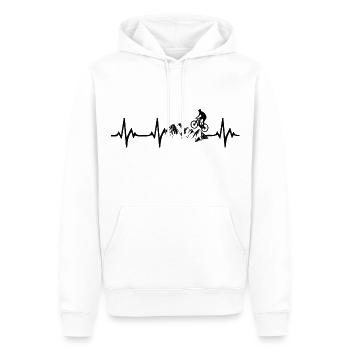 Mountainbike Herzschlag - Männer Premium Bio Hoodie - Weiß - Vorne - Nico (187cm)