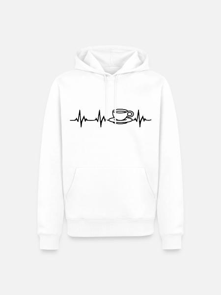 Kaffee Herzschlag - Männer Premium Bio Hoodie - Weiß