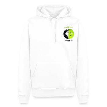 T shirt tennis - Sweat à capuche Premium bio Homme - blanc - Devant - Nico (187cm)