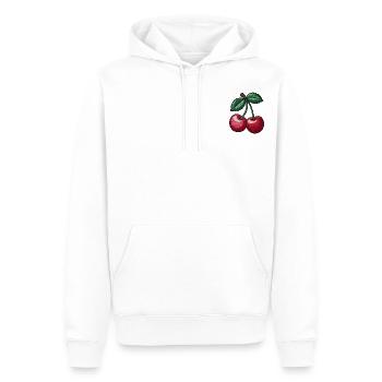 Kirschstickerei – Minimalistisches T-Shirt - Männer Premium Bio Hoodie - Weiß - Vorne - Nico (187cm)