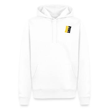 Fußballfeld mit Herz Vereinsfarben gelb schwarz - Männer Premium Bio Hoodie - Weiß - Vorne - Nico (187cm)