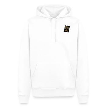 Fußballfeld mit Herz Vereinsfarben gelb schwarz - Männer Premium Bio Hoodie - Weiß - Vorne - Nico (187cm)