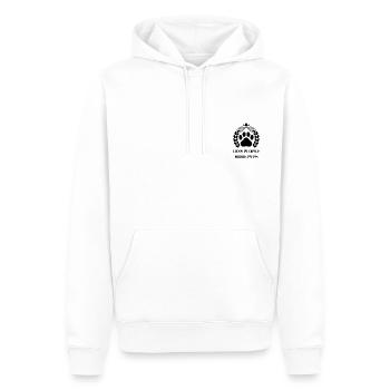 moins de gens plus de chiots - Sweat à capuche Premium bio Homme - blanc - Devant - Nico (187cm)